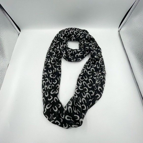 Infinity Black Scarf horseshoe print - Picture 3 of 11